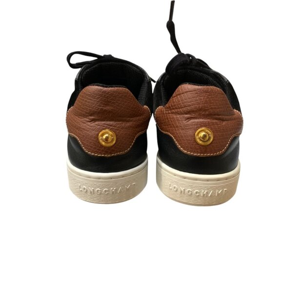Longchamp Le Pliage Black Suede Russian Leather Heel Lace‎ Up Fashion Sneakers - Picture 11 of 13